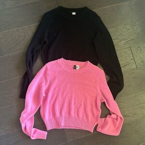 Bundle of 2 Crop Top Sweaters Black and Pink - medium